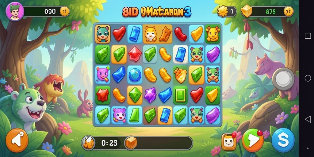Tampilan gameplay seru di 8ID dengan kombinasi warna-warni.