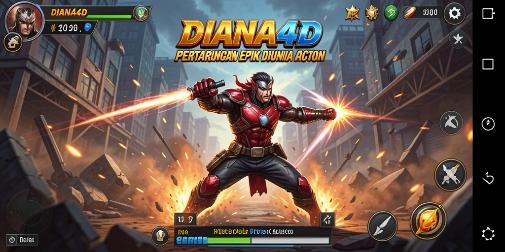 Tampilan gameplay epik DIANA4D saat karakter bertarung.
