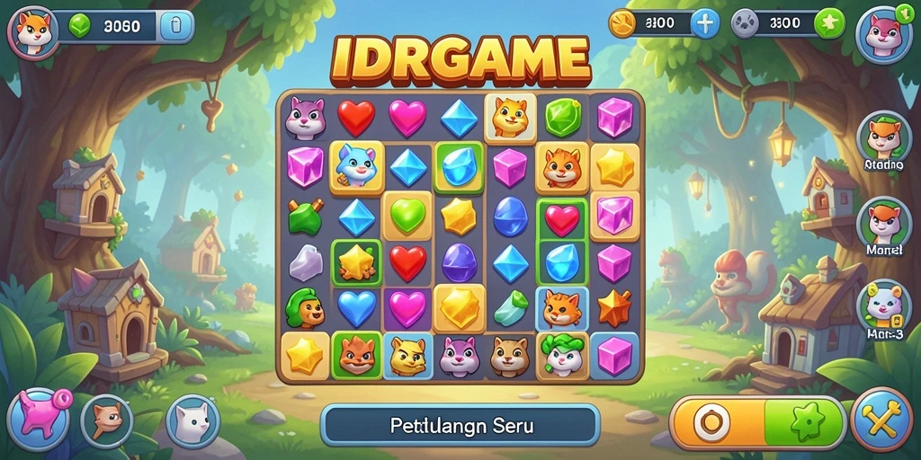 Tampilan utama gameplay Match-3 yang seru di IDRGAME.