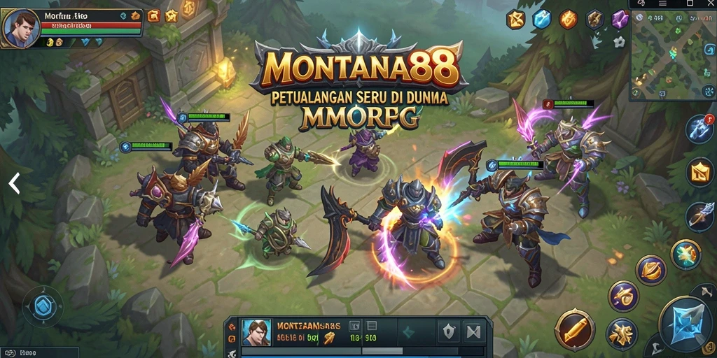 Screenshot menampilkan aksi seru di MONTANA88 saat bertarung di dungeon.