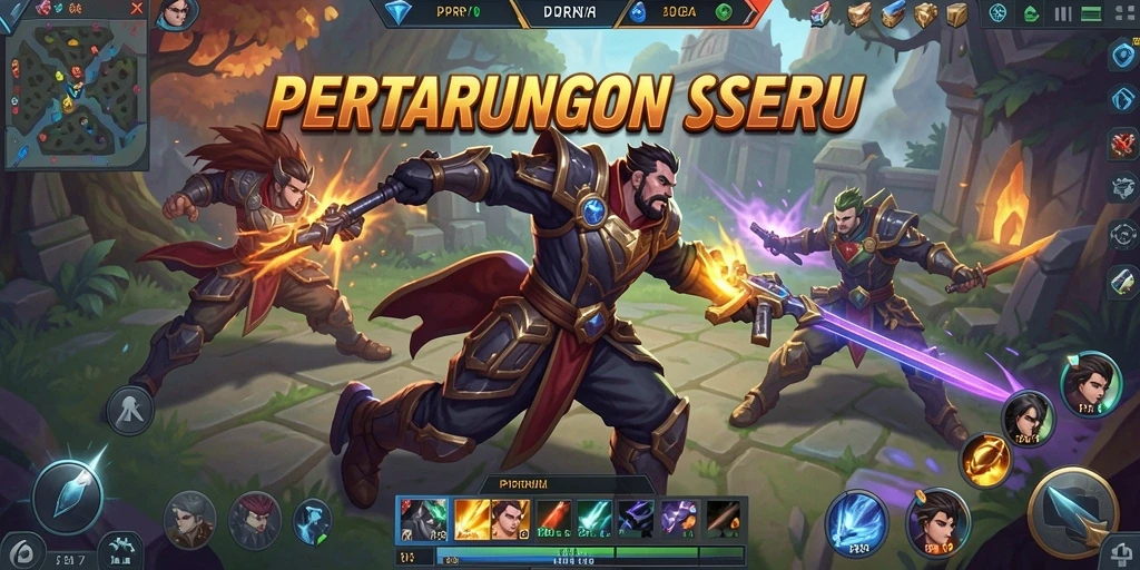 Tampilan gameplay seru di PPRRYY dengan aksi MOBA yang mendebarkan.