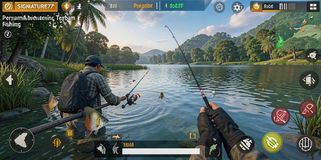 Tampilan gameplay SIGNATURE77 menampilkan pengalaman memancing yang menakjubkan.