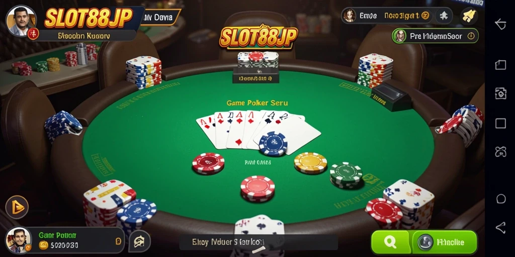 Tangkapan layar gameplay seru dari SLOT88JP yang menampilkan pemain Poker.