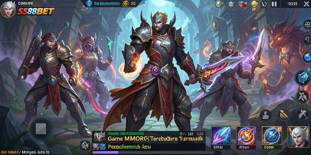 Screenshot gameplay SS88BET yang menunjukkan pertempuran seru dalam dunia MMORPG.