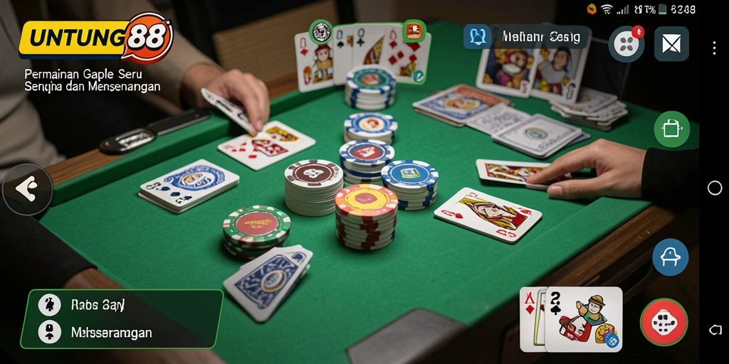 Screenshot UNTUNG88 menampilkan gameplay seru Gaple yang kompetitif.