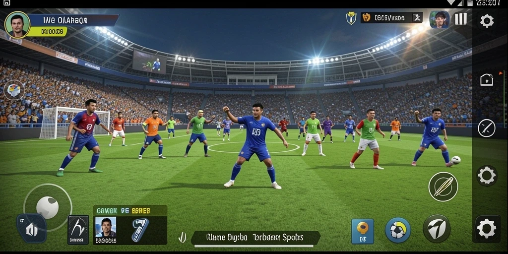 Screenshot gameplay dari V07, menunjukkan aksi olahraga mendebarkan.