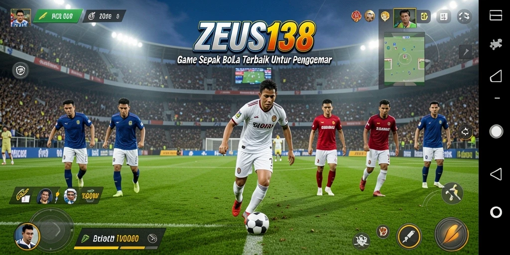 Tampilan gameplay ZEUS138 dengan aksi sepak bola yang seru.